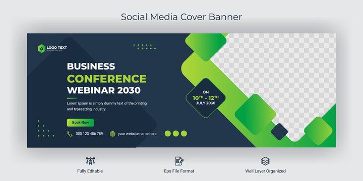 Webinar business conference social media Facebook cover banner template