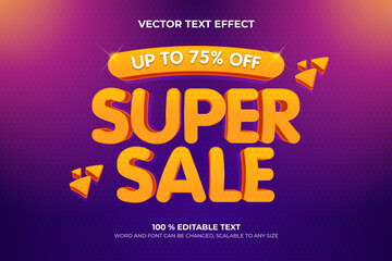 Super sale Editable 3d text effect with purple color background