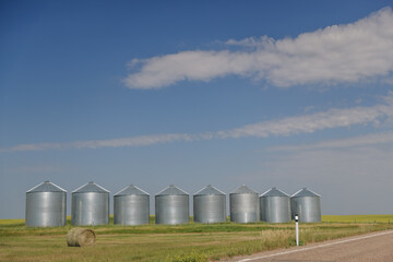 Farms and equipment along the highways in rural Alberta