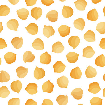 Chickpea vector cartoon seamless pattern for template farmer market design, label and packing.