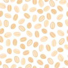Oat flakes vector cartoon seamless pattern for template farmer market design, label and packing.