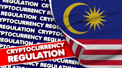 Malaysia Realistic Fabric Texture Flag, Cryptocurrency Regulation Titlesi 3D Illustration