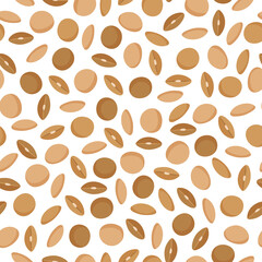 Brown lentils vector cartoon seamless pattern for template farmer market design, label and packing.