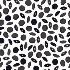 Black lentils vector cartoon seamless pattern for template farmer market design, label and packing.