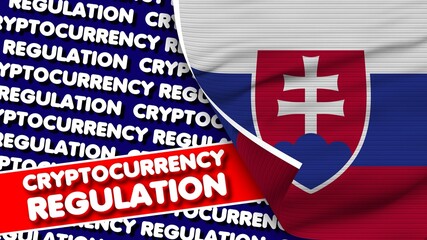 Fototapeta premium Slovakia Realistic Fabric Texture Flag, Cryptocurrency Regulation Titlesi 3D Illustration
