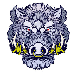 Wild boar head mascot.	