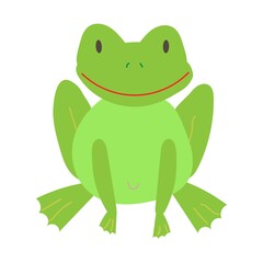 Green frog cartoon character isolated on white background