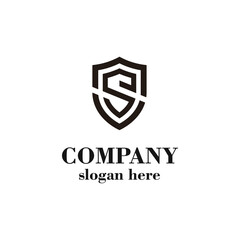 Shield letter S logo template with line concept on white background.