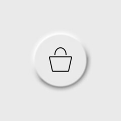 Online shopping orders cart buy online line icon in black. Neomorphism button. Supermarket basket symbol. Flat isolated, sign for: illustration, outline, logo, app, design, web, ui, ux. Vector EPS 10
