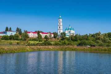 Obraz premium View from the pond to the Spassky Cathedral, Yelabuga, Russia.