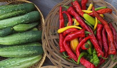 Organic Summer Vegetable Harvest on Table Outdoors at Farmers Market