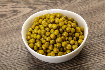 Marinated green pea in the bowl