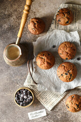 blueberry muffins and coffee on plate