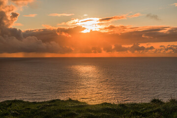 dark sunset with cloudy sky
