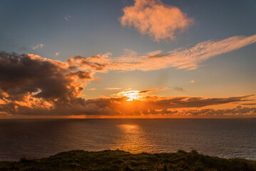 dark sunset with cloudy sky