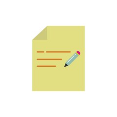 Document with Pen. Color icon of notes. Sheet and pen. Trendy flat isolated symbol sign can be used for: illustration, outline, logo, mobile, app, design, web, dev, ui, ux, gui. Vector EPS 10