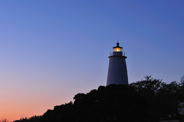 Fototapeta na wymiar Ocracroke Island Lighthouse at sunset