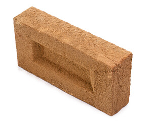 Solid clay bricks used for construction, old red brick, made in Brazil, isolated on white background.