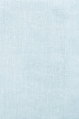 Frosty light blue linen background or texture, pastel fabric, top view