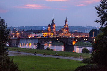 View of the central part of the evening Dresden 