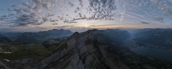 Seamless 180 degree drone photo of breathtaking view