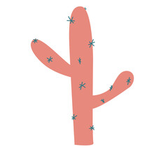 Vector illustration of a cactus. Natural hand-drawn desert plants. 