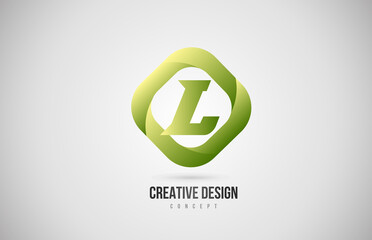 green L alphabet letter icon logo with rhombus shape. Creative gradient design for company and business