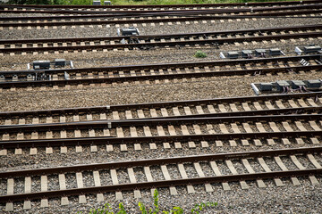 Several rows of rails. Geometric pattern