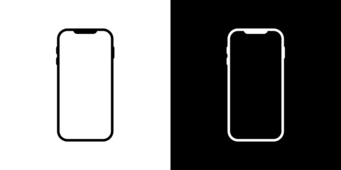 Smartphone icon vector. Flat outline cellphone or mobile phone illustration icon symbol. 