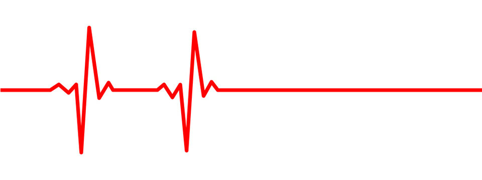 Heart rate monitor pulse line vector isolated on transparent background. Heart rate pulse rhythm red line illustration.