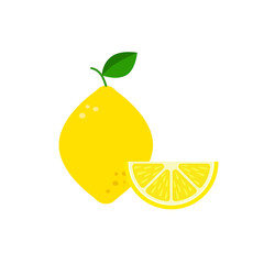 Lemon whole citrus fruit with juicy slice