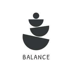 Balancing a pebble on top of a stone. vector illustration isolated on white background
