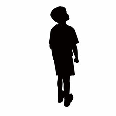 a boy looking up, silhouette vector