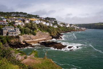 Looking up the estuary at the town of Fowey in Cornwall