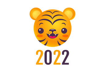 Vector emblem for new year of 2022 with head of a tiger.