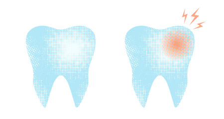 Vector set emblems of tooth in retro style.