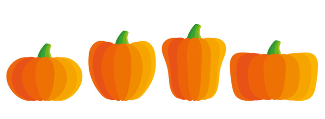 Vector set icons of pumpkin for Halloween in flat style.