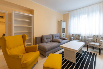 Interior of a living room with furniture