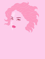 girl solid color illustration pink