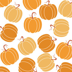 Seamless pattern of colorful pumpkins. Flat style. Vector illustration.