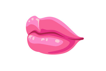lips solid color vector illustration, isolated on white background side pink