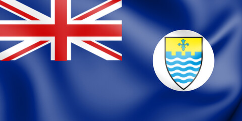 3D Crown Colony of Penang Flag (1946-1949), Malaysia. 3D Illustration.