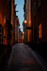 Little street in Stockholm, Sweden