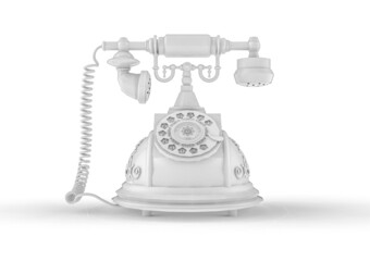 Antique telephone. Old telephone isolated on white background, 3d rendering illustration.