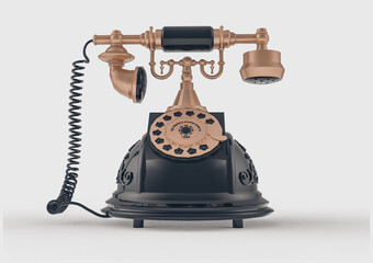 Antique telephone. Old telephone isolated on white background, 3d rendering illustration. - 450921456
