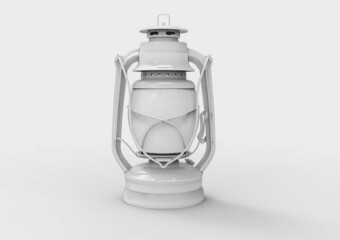 The old antique storm lantern isolated on white, 3d rendering illustration. - 450921473
