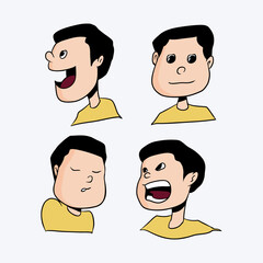 set of hand drawn cartoon people with different expressions