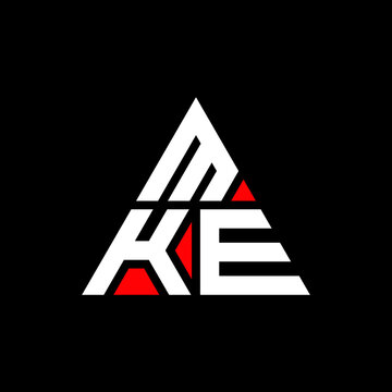 MKE triangle letter logo design with triangle shape. MKE triangle logo design monogram. MKE triangle vector logo template with red color. MKE triangular logo Simple, Elegant, and Luxurious Logo. MKE 
