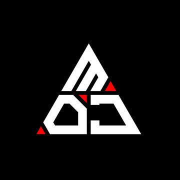 MOJ triangle letter logo design with triangle shape. MOJ triangle logo design monogram. MOJ triangle vector logo template with red color. MOJ triangular logo Simple, Elegant, and Luxurious Logo. MOJ 
