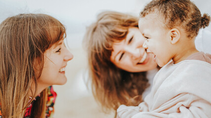 Mother, daughter and sister having girls time at the beach, Motherhood at the beach #6